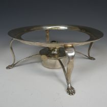 A George V silver Stand and Burner, hallmarked London 1935, of plain circular form raised on four