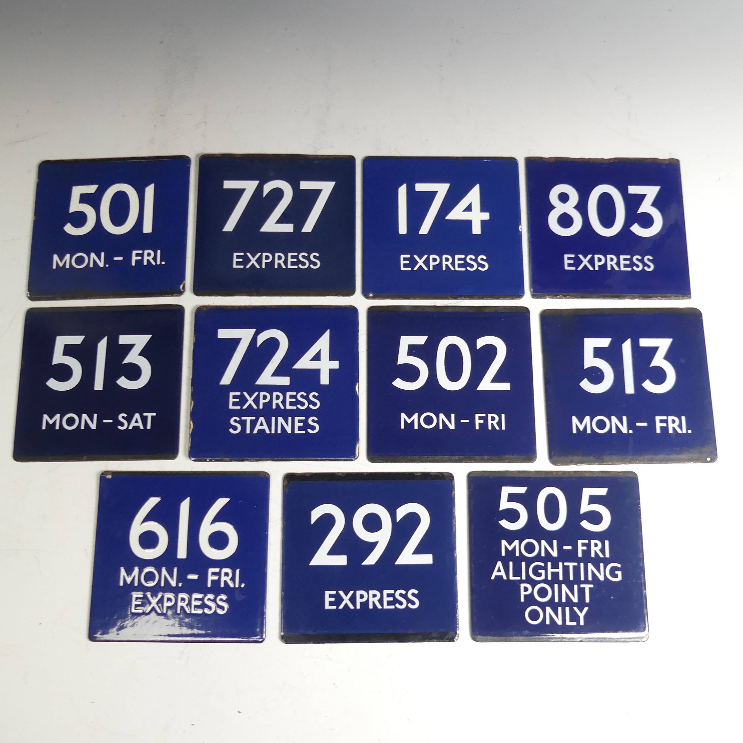 Bus and Coaching Memorabilia; A collection of London Transport enamel Bus Stop Express Route E-