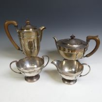 A George V silver Tea Set, by Adie Brothers Ltd., hallmarked Birmingham 1921, in the Art Nouveau