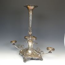 An Edwardian silver plated Epergne / Centrepiece, by Mappin & Webb, the base with presentation