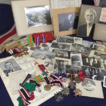 A family group of WWII Medals and Memorabilia ; Stanley Whiteley was a performer for the Bentley