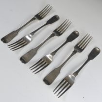 A set of six George IV silver Forks, hallmarked London, 1818, fiddle pattern, with Peile family