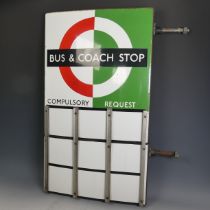 Bus and Coach Memorabilia; A London Transport enamel 'Bus & Coach Stop' Flag Sign, circa. 1950's/