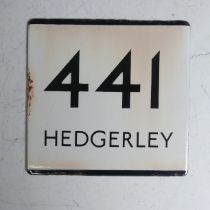 Bus and Coaching Memorabilia; A London Transport enamel Bus Stop E-Plate, Route No. 441 with