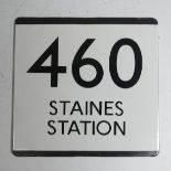 Bus and Coaching Memorabilia; A London Transport enamel Bus Stop E-Plate, Route No. 460 with