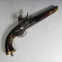 An Early 19th century Belgium sea service flintlock Pistol, L 40 cm.