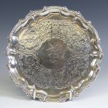 A Victorian silver Salver, by John Evans II, hallmarked London, 1841, of shaped circular form with
