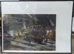 After Terence Cuneo (British, 1907-1996), a signed print "B Battery on the Airfield-Topcliffe 1982",