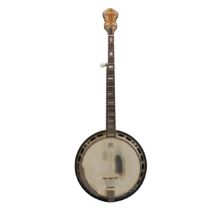 Antoria five-string Banjo, fitted with a Remo Weather King banjo head, overall length 96cm.