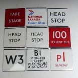 Bus and Coaching Memorabilia; A collection of London Transport enamel Bus Stop E-Plates,