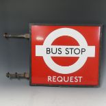 Bus and Coach Memorabilia; A London Transport enamel Bus Stop (Request) Flag, circa 1940s/50s,