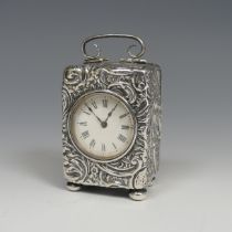 An Edwardian miniature silver Timepiece, by H J Cooper & Co Ltd., hallmarked Birmingham, 1907,