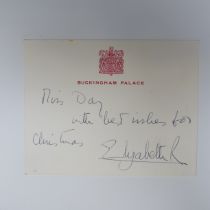 H.M Queen Elizabeth II; A handwritten Note, undated, on a Buckingham Palace headed note card to Kate