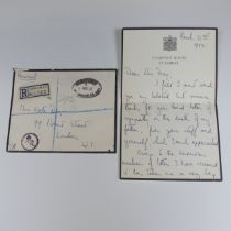 H.M Queen Elizabeth II; A handwritten Letter with envelope dated March 31st 1952, on Clarence