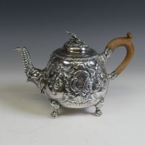 A George III silver Teapot, makers mark worn, probably William Fountain, hallmarked London, 1816,