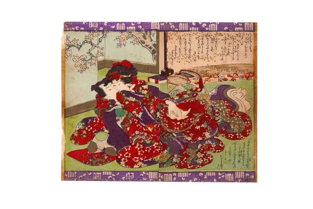 FOUR JAPANESE SHUNGA WOODBLOCK PRINTS