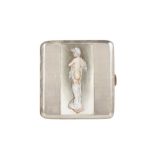 AN EARLY 20TH CENTURY AUSTRIAN SILVER AND ENAMEL NOVELTY EROTIC CIGARETTE CASE, VIENNA CIRCA 1910 BY