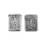 AN EARLY 20TH CENTURY FRENCH SILVER NOVELTY EROTIC VESTA CASE, PARIS CIRCA 1910