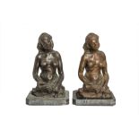 TWO MODERNIST BRONZE FIGURES OF A FEMALE NUDE