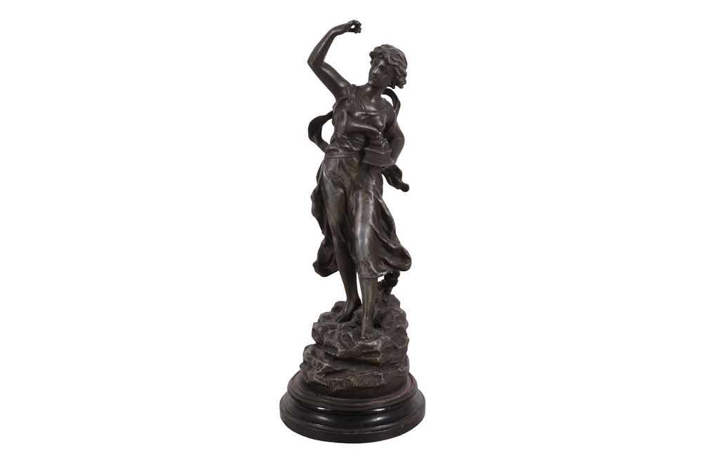 A Spelter Figure Of A Lady With A Gramophone