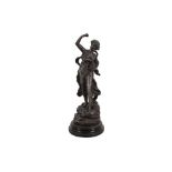 A Spelter Figure Of A Lady With A Gramophone