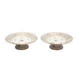 A PAIR OF MEISSEN PORCELAIN CAKE STANDS, LATE 19TH/EARLY 20TH CENTURY