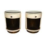 A PAIR OF CONTEMPORARY FAUX SHAGREEN BEDSIDE TABLES