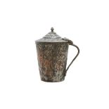 A TURKISH TINNED COPPER LIDDED TANKARD Turkey, 20th century