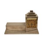 A FRENCH ART DECO MANTLE CLOCK OF ARCHITECTURAL FORM