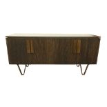 A CONTEMPORARY STAINED BEACHWOOD SIDEBOARD OR BUFFET