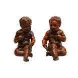PAIR OF CARVED WOOD ITALIAN BAROQUE PUTTI