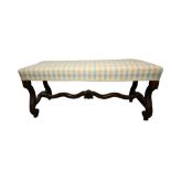 A 19TH CENTURY FRENCH WALNUT STOOL OR BENCH