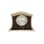 A CASED GEORGE V STERLING SILVER AND TORTOISESHELL DESK TIMEPIECE OR CLOCK, BIRMINGHAM 1915 BY MAPPI