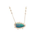 AN OPAL DOUBLET AND DIAMOND PENDANT NECKLACE