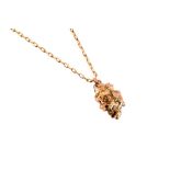 A DIAMOND AND GOLD NUGGET PENDANT NECKLACE