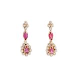 A PAIR OF RUBY AND DIAMOND EARRINGS