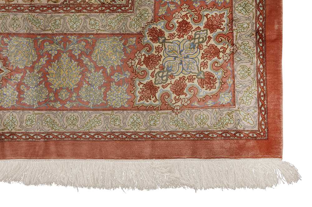 AN EXTREMELY FINE SIGNED SILK QUM CARPET, CENTRAL PERSIA - Image 8 of 9