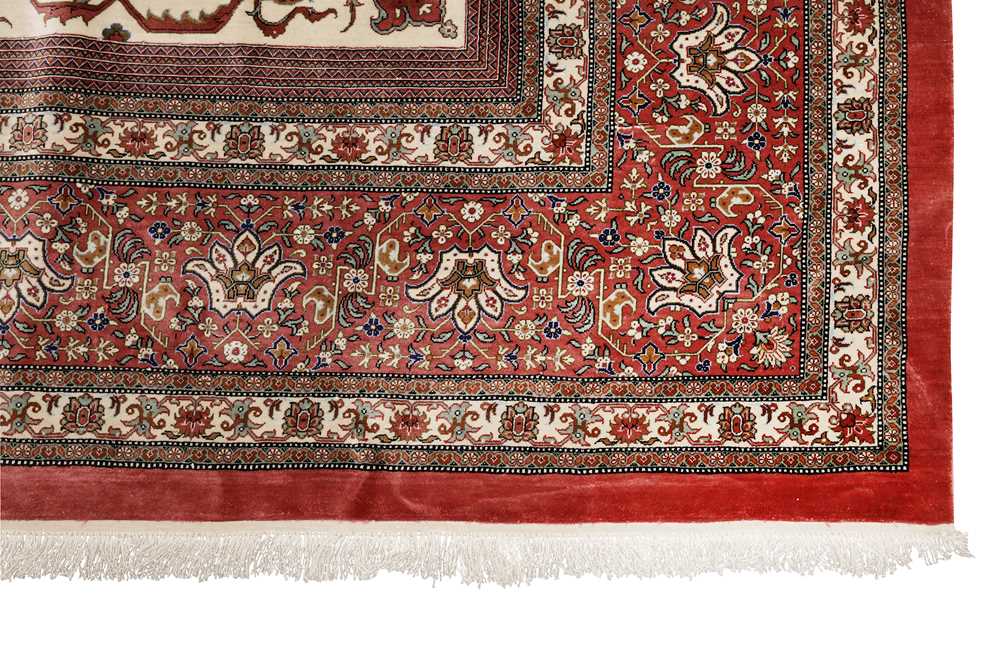 AN EXTREMELY FINE, SIGNED SILK QUM CARPET, CENTRAL PERSIA - Image 8 of 9