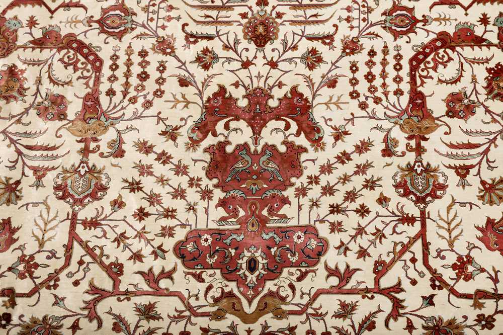 AN EXTREMELY FINE, SIGNED SILK QUM CARPET, CENTRAL PERSIA - Image 4 of 9