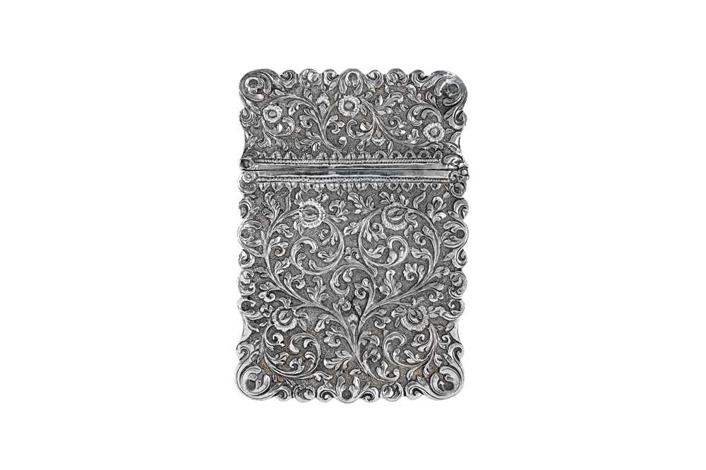 A late 19th century Anglo – Indian unmarked silver card case, Cutch circa 1880 - Image 2 of 2