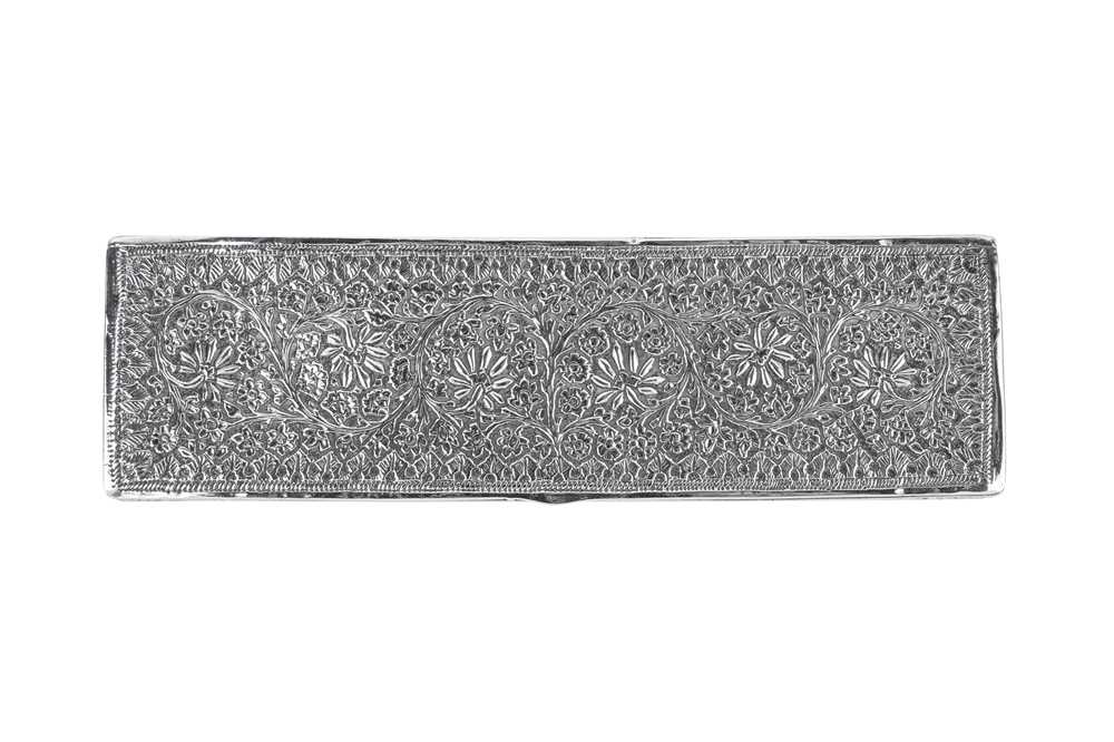 A long early 20th century Anglo – Indian unmarked silver dressing table box, Kashmir circa 1910 - Image 3 of 3