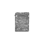 An early 20th century Anglo - Indian unmarked silver card case, Lucknow circa 1910