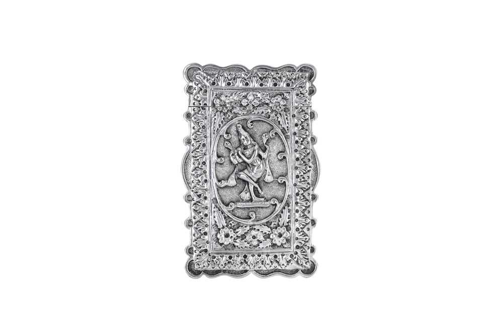 A late 19th century Anglo – Indian unmarked silver card case, Madras circa 1880 - Image 2 of 2