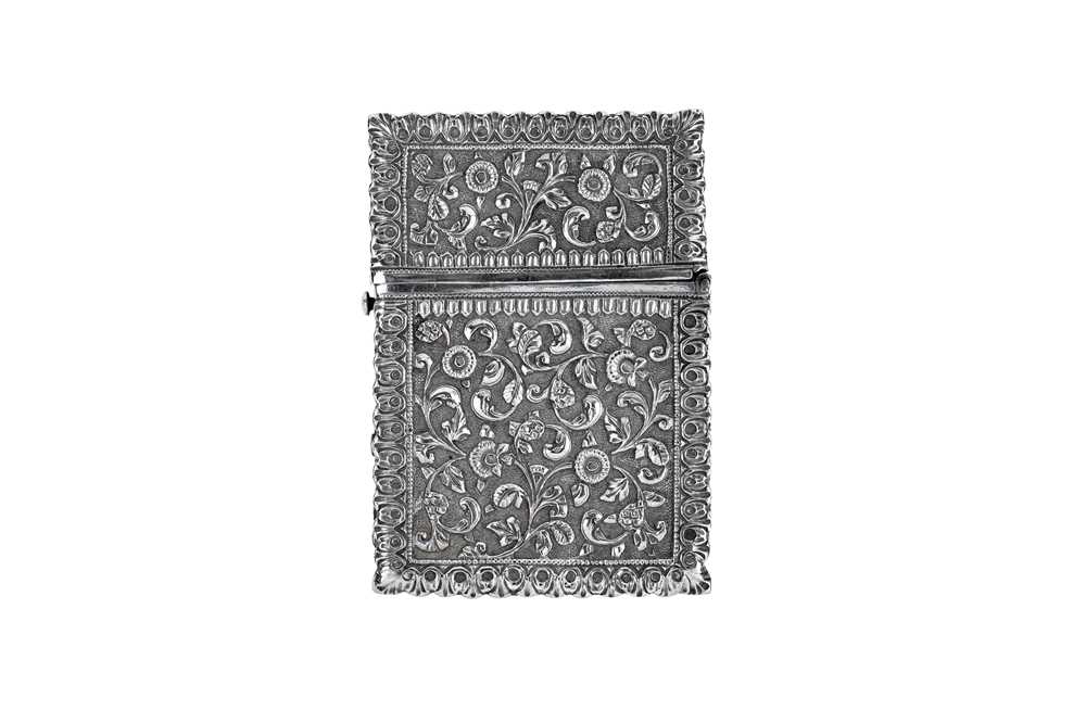 A mid to late 19th century Anglo – Indian unmarked silver card case, Cutch circa 1860-70 - Image 2 of 2