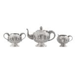 An early 20th century Anglo – Indian silver three-piece tea service, Bombay circa 1910 by Tarachand