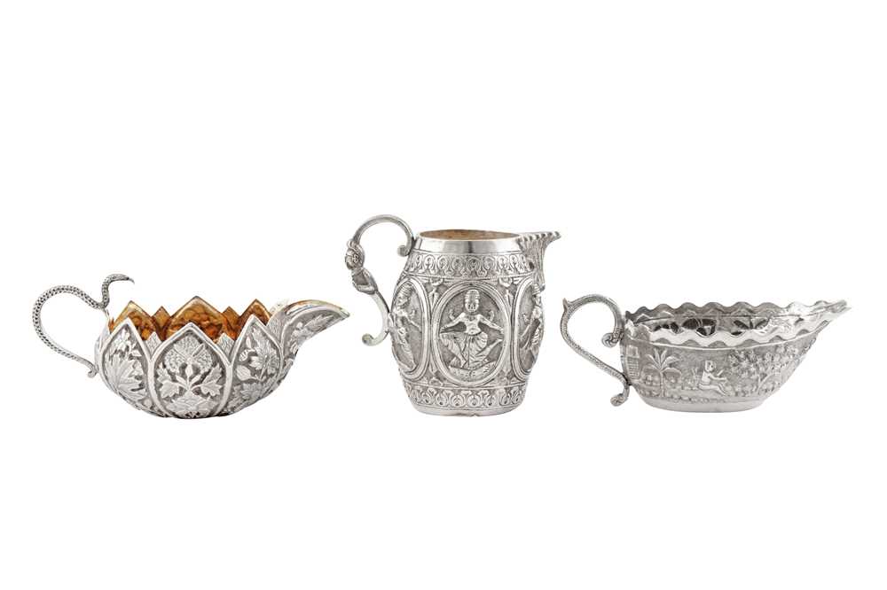 An early 20th century Anglo – Indian unmarked silver milk jug, Kashmir circa 1910