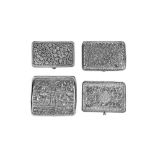 Four early 20th century Anglo – Indian unmarked silver cigarette cases