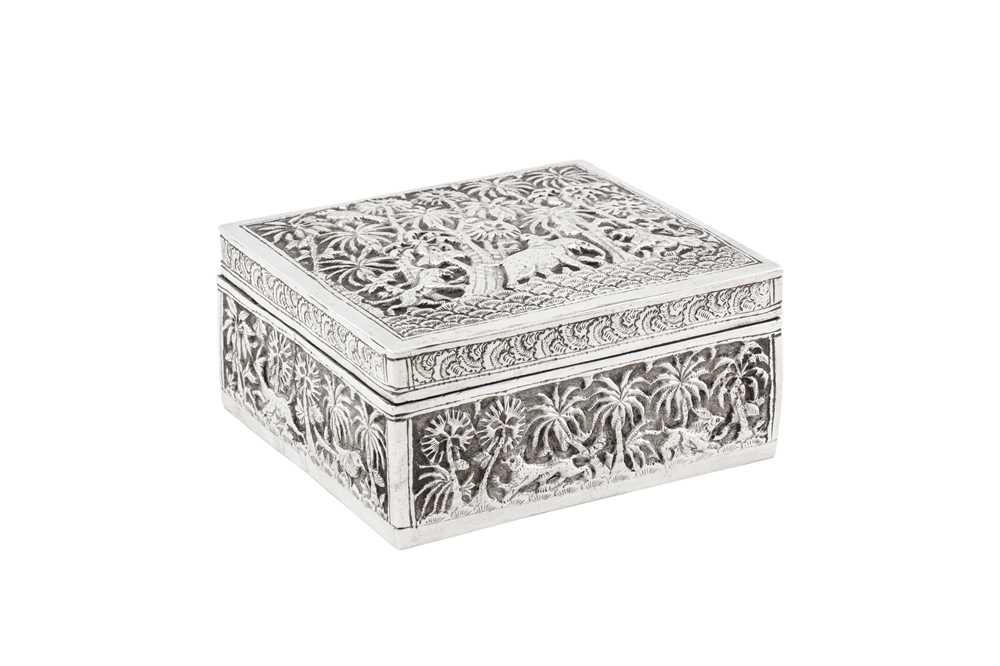 A late 19th / early 20th century Anglo – Indian unmarked silver dressing table box, Lucknow circa 19