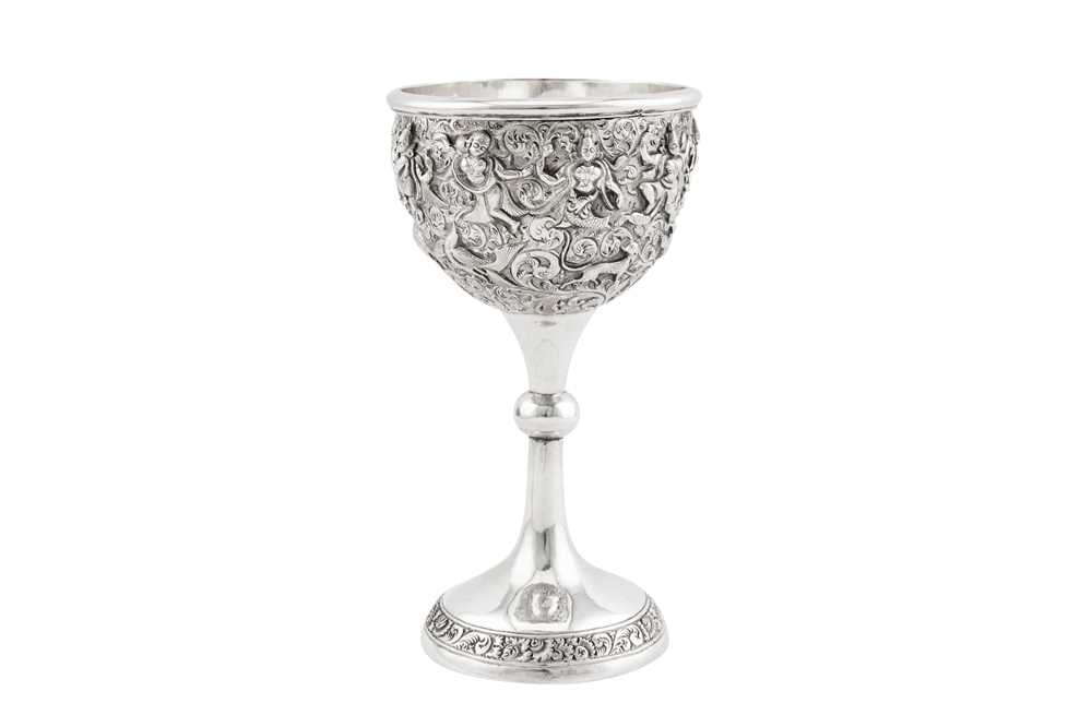 A rare late 19th century Anglo – Indian unmarked silver standing cup, presumably Nasik, dated 1871 - Image 4 of 4