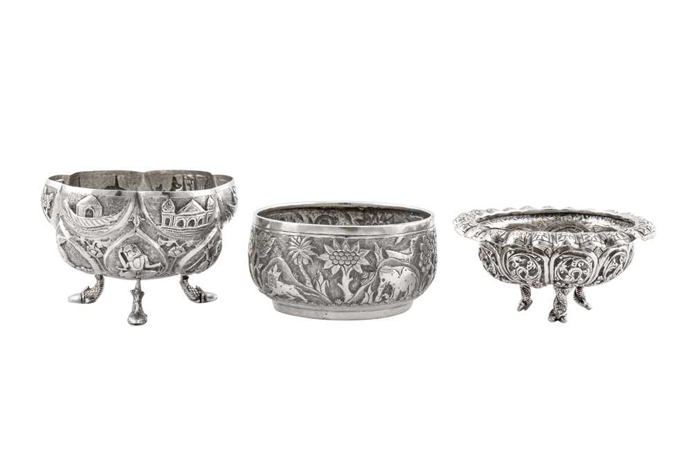 Three early 20th century Anglo – Indian unmarked silver small bowls, Lucknow circa 1910 - Image 2 of 2
